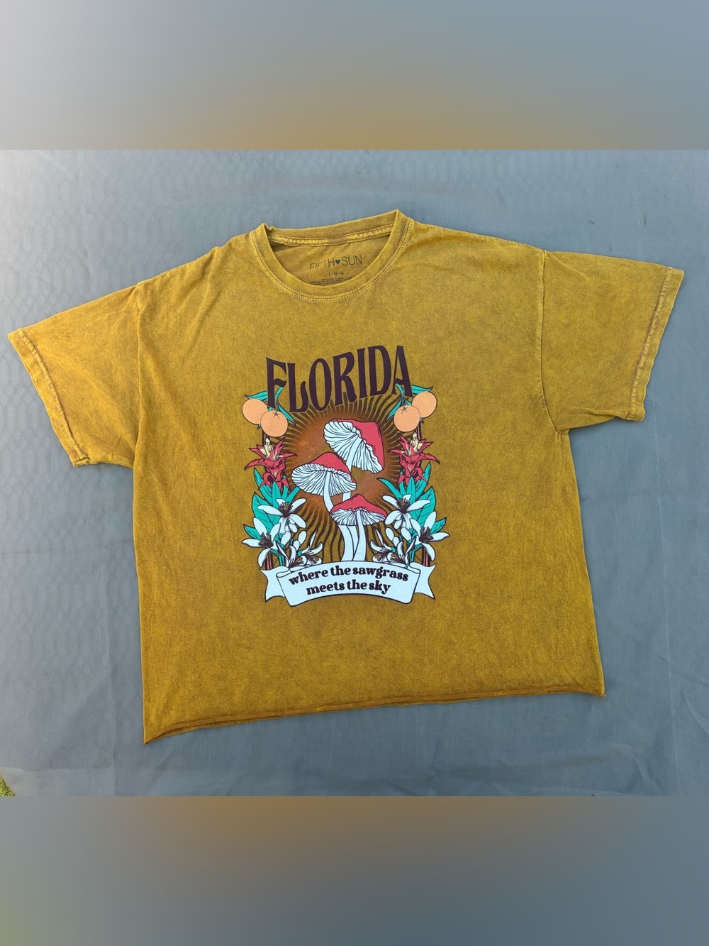 Fifth Sun Mustard Yellow Florida Graphic Tee